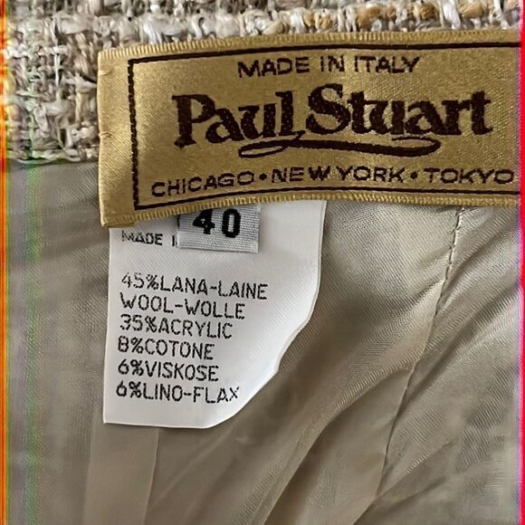 PAIL STUART Tweed Beige Skirt Suit Wool Blend Woman’s made in Italy sz 40 US 4-6 - Picture 14 of 14